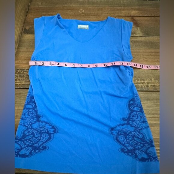 Athleta Blue Blouse Stretchy Form Fitting Tight Size Medium Casual Summer - Picture 5 of 6